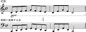 譜例‐15mbの記譜と実際に演奏する音