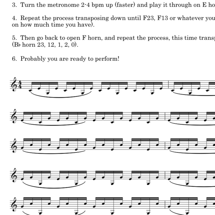 Progressive Routine on natural harmonics